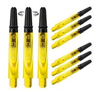 Harrows Darts - Juego de 3 Tallos de Carbono 360 para Dardos - 9 Ejes de Dardos en Total, Mediano, Midi y Corto (Amarillo, Mediana)