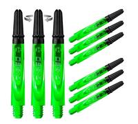 Harrows Darts - Juego de 3 Tallos de Carbono 360 para Dardos - 9 Ejes de Dardos en Total, Mediano, Midi y Corto (Verde, Corto)