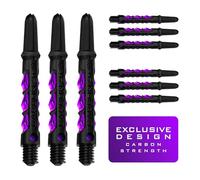 Harrows Darts - Juego de 3 varillas de dardos de carbono ST, 9 ejes de dardos en total, mediano, midi y corto, compuesto de carbono resistente, color morado corto