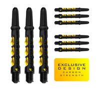 Harrows Darts - Juego de 3 varillas de dardos de carbono ST, 9 ejes de dardos en total, mediano, midi y corto, compuesto de carbono resistente, color amarillo medio