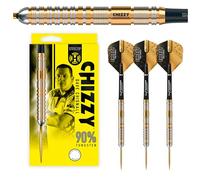 Harrows Dave 'Chizzy' Chisnall 90% Dardos de tungsteno | Juego de Dardos con Punta de Acero Pro Player | 21 g, 22 g, 23 g, 24 g, 25 g y 26 g | Incluye Ejes de Carbono Supergrip y Plumas Chizzy (22G)