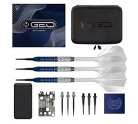 Harrows GEO Parallel 90% de tungsteno Softtip Darts Set con plumas integradas con cañas, 18 g y 20 g, incluye multiherramienta, 3 puntas de repuesto de repuesto, 3 puntas de acero convertibles, GEO