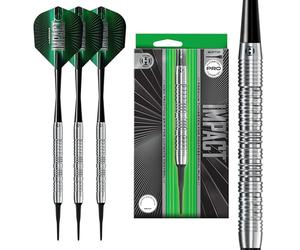 Harrows Impact Premium - Juego de dardos de punta blanda de tungsteno (18 g y 20 g, incluye cañas Supergrip y plumas de 100 micrones), con punta blanda de precisión para dianas electrónicas
