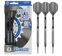 Harrows Juego de Dardos con Punta Blanda de tungsteno SUPERGRIP 90%. Disponible en 16 g, 18 g, 20 g. Incluye cañas Supergrip, Plumas Supergrip y Estuche de Viaje. 18g