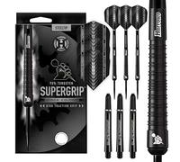 Harrows Juego de Dardos con Punta de Acero de tungsteno 90% SUPERGRIP Black Edition. Disponible en 21 g, 22 g, 23 g, 24 g, 25 g, 26 g, 28 g y 30 g. Incluye Ejes Supergrip y Plumas Supergrip. (21G)