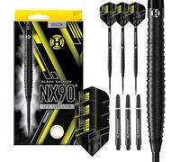 Harrows NX90 Black Edition 90% Tungsten Steel Tip Darts Set 21g, 22g, 23g, 24g, 25g & 26g - Includes Black Supergrip Midi Shafts & Micron NX90 Flights-21G Quick Point
