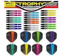 Harrows Paquete de 60 Rodillos de Dardos y vuelos de Alto Rendimiento con empuñaduras súper agarradas y vuelos cuánticos