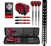 Harrows Predator 90% Tungsteno Dardos con Punta de Acero 21g, 22g, 23g, 24g, 25g y 26g - Incluye Empuñadura Ultra Traction, Shafts Supergrip Fusion, Alitas Prime y Estuche de Viaje (25g)