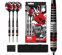 Harrows Ryan Searle - Juego de dardos de acero inoxidable de metal pesado en 22 g, 24 g o 26 g, incluye ejes Speedline, plumas de 100 micras y estuche para dardos, dardos de punta de acero duraderos
