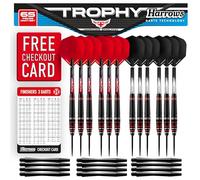 Harrows Trophy Juego de 65 dardos de alto rendimiento, 12 dardos de punta de acero con agarre premium, paquete definitivo con accesorios de dardos completos: tallos de dardos superagarre, vuelos de