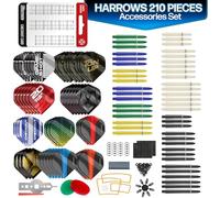 Harrows Trophy - Juego de accesorios para dardos de 210 piezas, increíble paquete que incluye tallos de dardos, vuelos de dardos, anillos de dardos, sacapuntas de dardos, herramienta de dardos,