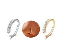 Harry and Henry 2 anillos de nariz falsos para mujer, aros de nariz falsos con clip, aros de nariz sin perforaciones, circonita cúbica sintética, para tabique, piercing de nariz, regalo de joyería