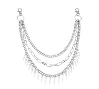 Harry and Henry Cadena de perlas, cadena de pantalones en capas para hombres y mujeres, cadenas de pantalones de mezclilla, billetera, bolsillo para cinturón, llavero para hombre, joyería punk