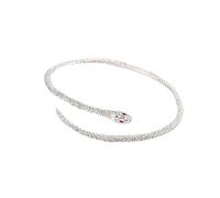 Harry and Henry Pulsera de serpiente plateada ajustable y abierta, pulsera de serpiente con bisagras, pulsera de serpiente animal, pulsera de derivación para mujeres y niñas, Latón, otros