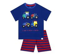 Harry Bear Pijama de Tractores, Pijama de Niño de Manga Corta, Pijama de Verano para Niño, Conjunto de Pijama con Tractores Azul 4-5 Años