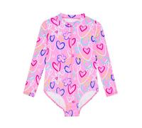 Harry Bear Traje De Baño Niña, Bañador Piscina Niña con Motivo De Corazones, Bañador Manga Larga Niños 5-6 Años