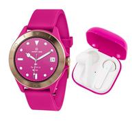 Harry Lime Reloj Inteligente con Correa de Silicona Rosa Serie 7 con Auriculares inalámbricos Rosados en Estuche de Carga