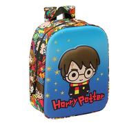 HARRY POTTER 3D - Mochila de Guardería 3D, Adaptable a Carro, Fácil Limpieza, Ideal para Niños de Diferentes Edades, Cómoda y Versátil, Calidad y Resistencia, 22x10x27 cm, Color Azul/multicolor