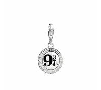 Harry Potter Abalorio de plata de ley 9 3/4 con clip, talla única, Plata de ley, Crystal