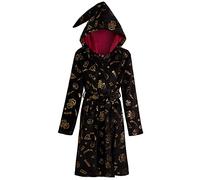 Harry Potter Albornoz con capucha para mujer, diseño de las Reliquias de la Muerte, regalo, Negro, XL