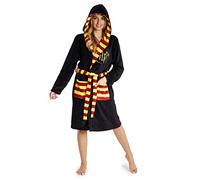 HARRY POTTER Albornoz Hombre y Mujer, Bata Invierno de Forro Polar, Batas de Casa con Capucha, Merchandising Oficial Regalos para Hombre y Mujer Talla S-XL (Negro, XL)