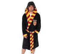 Harry Potter Albornoz unisex negro con capucha Gryffindor | Cómoda prenda de manga larga de forro polar para relajarse | Merchandising de la casa de la película | Merchandising