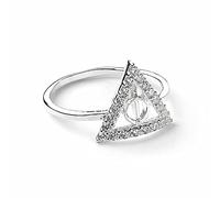 Harry Potter Anillo de plata de ley con cristales de las Reliquias de la Muerte, talla XL