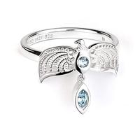 Harry Potter - Anillo de plata de ley oficial de la diadema, talla S, S, Plata de ley, Crystal