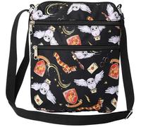 Harry Potter Bandolera Hogwarts Gryffindor Todo Sobre Impresión Pasaporte Viaje, Negro -