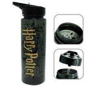 Harry Potter - Botella de agua para niños, 740 ml, con sorbete de pajilla negra, sin BPA, a prueba de fugas, tapa abatible para niños, picnic escolar a partir de 3 años