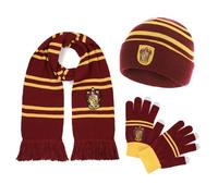 Harry Potter Bufanda oficial Gryffindor, gorro y guante - Set de accesorios para mujeres y niños - Regalo Hogwarts y accesorios de disfraz