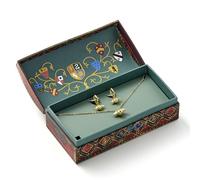 Harry Potter Caja de regalo de Quidditch con bonito collar y aretes dorados, talla única, Zinc, No es una piedra preciosa