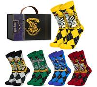 Harry Potter Calcetines Mujer y Adolescente 35-41, Pack 5 Pares de Calcetines Divertidos Transpirables, Hogwarts Ideas de Regalos (35/41 EU, Multi Houses)