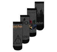 Harry Potter Calcetines para hombre - Hogwarts - Calcetines para hombre, color gris/negro (4 unidades), Gris y negro., 39-42
