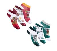 Harry Potter Calcetines para Niños, Diseño Gryffindor y Slytherin Set de 6 Calcetines Cortos para Niños y Adolescentes, Talla EU 23/26