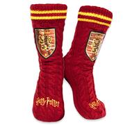 Harry Potter - Calcetines resbaladizos para mujer - Calcetines de cama de lana de Gryffindor color burdeos - Talla única para mujer talla 5-8 - Mercancía oficial