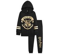 Harry Potter Chandal Niña Conjunto de Sudadera con Capucha y Pantalones de Chandal 7-14 Años (Negro/Dorado, 13-14 Años)