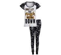 HARRY POTTER Conjunto de pijama de Hogwarts, camiseta de manga corta y pantalones de salón para niñas Grande Blanco/Negro