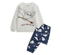 Harry Potter Conjunto de pijama para niños | Hogwarts Hedwig Top de forro polar Sherpa de manga larga y pantalones de estar por casa con estampado integral | Paquete completo de ropa de dormir a juego
