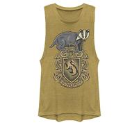 Harry Potter Hufflepuff House Crest Camisa, Brezo de Oro, M para Mujer
