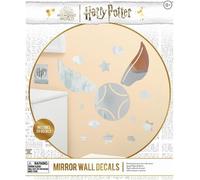 Harry Potter Golden Snitch - Calcomanías de pared con espejo - Producto oficial para niños y niñas, calcomanías de dormitorio para todas las edades, vinilo plateado para fanáticos de películas y