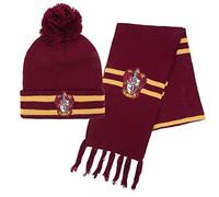 Harry Potter Gorro y Bufanda, Conjunto de Invierno para Niños y Adolescentes, Gorro y Bufanda Hogwarts Gryffindor, Accesorios de Invierno | Rojo