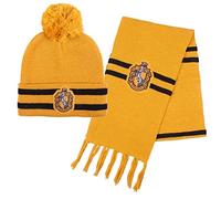 Harry Potter Gorro y Bufanda, Conjunto de Invierno para Niños y Adolescentes, Gorro y Bufanda Hogwarts Hufflepuff, Accesorios de Invierno | Amarillo