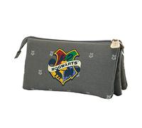Harry Potter Greyly-Estuche Portatodo Triple HS, Gris, 23 x 12 cm