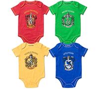Harry Potter Gryffindor Hufflepuff Ravenclaw Slytherin Pack de 4 Mamelucos para Recién Nacido Niños 0-3 Meses