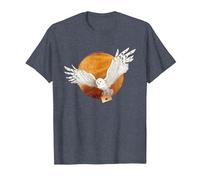 Harry Potter Hedwig and The Moon Camiseta, Hombre, Azul Jaspeado, 3XL