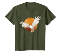 Harry Potter Hedwig and The Moon Camiseta, Niños, Verde Oliva, 10 años