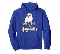 Harry Potter Hedwig Welcome to Hogwarts Sudadera con Capucha, Unisex para Adultos, Azul Real, XXL