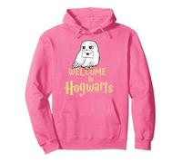 Harry Potter Hedwig Welcome to Hogwarts Sudadera con Capucha, Unisex para Adultos, Rosa Brillante, M
