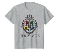 Harry Potter Hogwarts All Houses Crest Kids Camiseta, Niños, Gris Jaspeado, 2 años